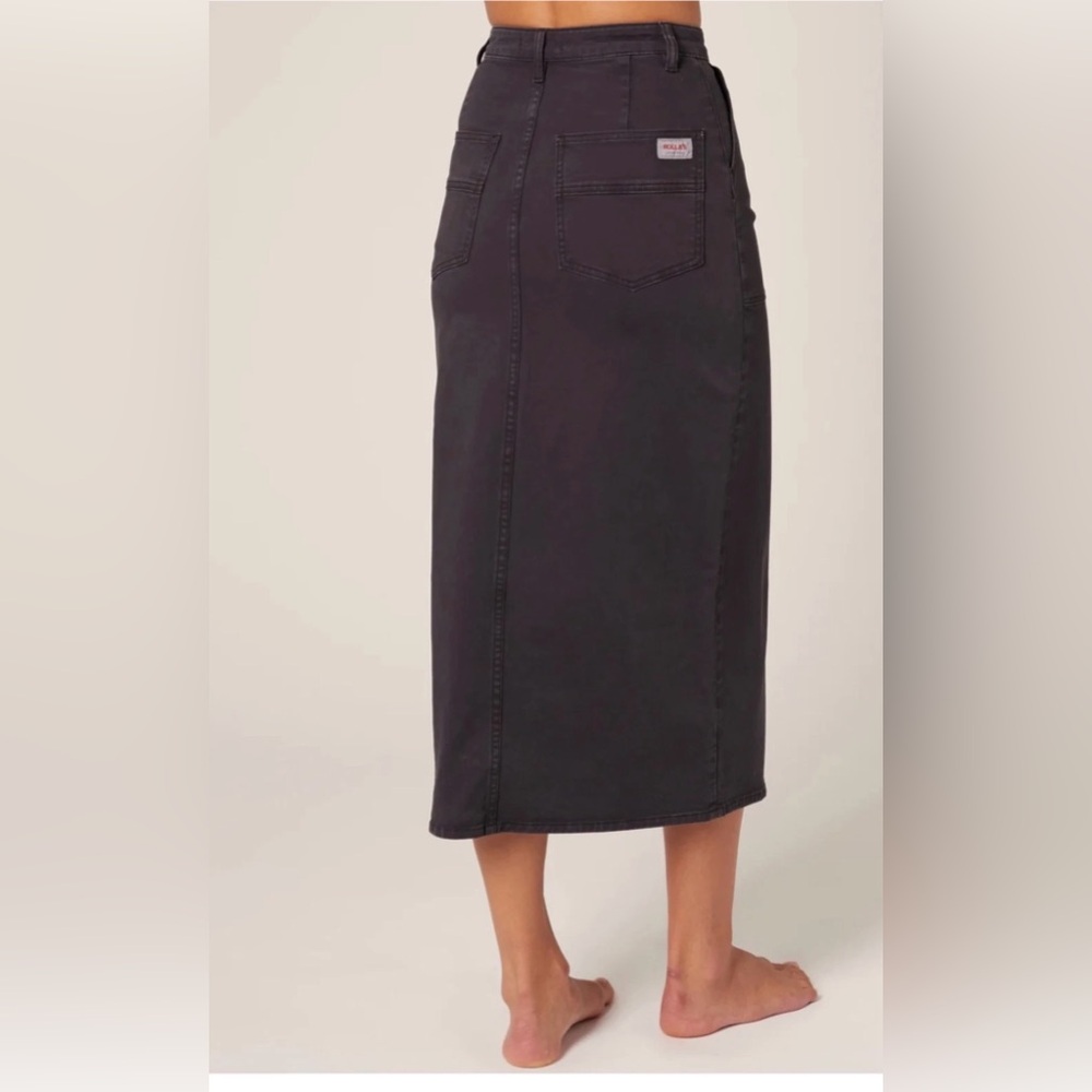 Rollas Trade Skirt Size 28 Dark Grey Jean Midi Utility Skirt
